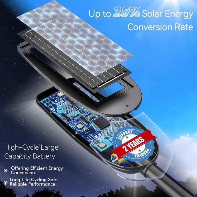 Alt view image 7 of 7 - 30000LM Waterproof Solar Street Light, 3-Color Warm White, Dusk-to-Dawn LED Security Flood Light with Motion Sensor & Remote for Parking Lot & Garden