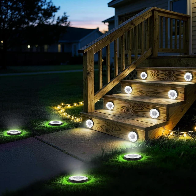 Alt view image 6 of 7 - White Solar Ground Lights, 2.9 Inch, Outdoor, 16 Pack