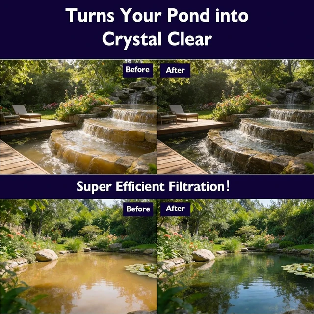 Alt view image 3 of 7 - 25W/400GPH Pond Filter Pump with 4-Stage Filtration for 200-350 Gal Ponds