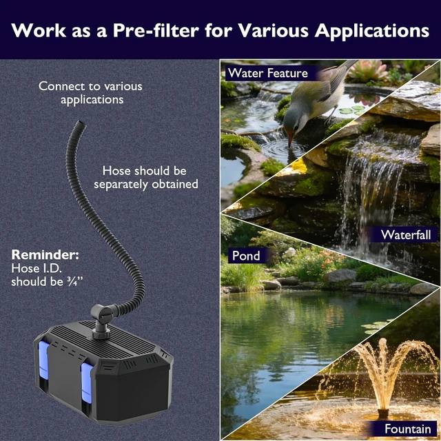 Alt view image 4 of 7 - 25W/400GPH Pond Filter Pump with 4-Stage Filtration for 200-350 Gal Ponds