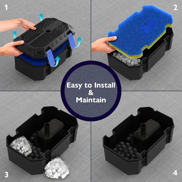 Alt view image 5 of 7 - 25W/400GPH Pond Filter Pump with 4-Stage Filtration for 200-350 Gal Ponds