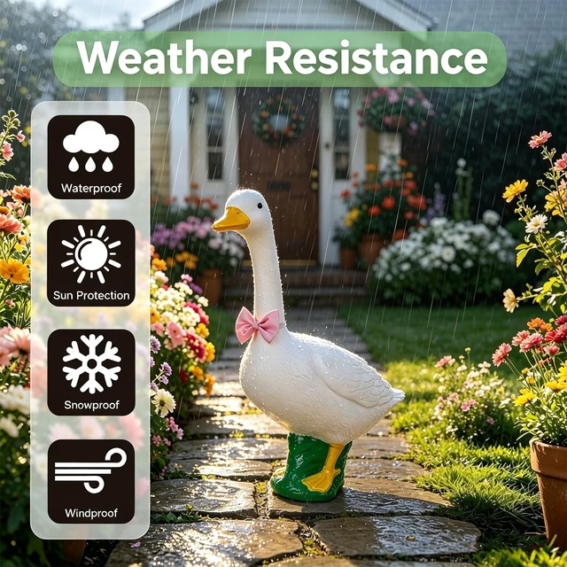 Alt view image 3 of 7 - 23-Inch Large White Goose Garden Statue, Plastic Geese Figurine