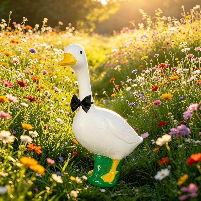 Alt view image 7 of 7 - 23-Inch Large White Goose Garden Statue, Plastic Geese Figurine