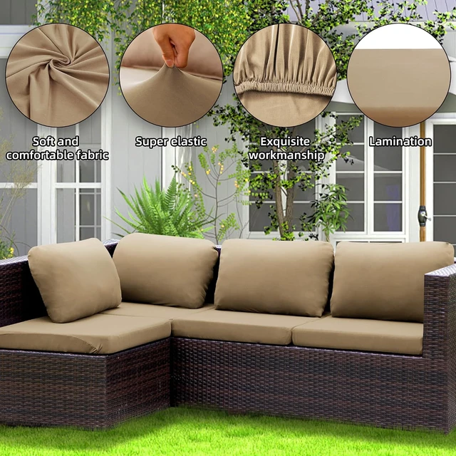 Alt view image 4 of 7 - 8PCS Patio Cushion Covers Furniture Couch Seat Slipcovers