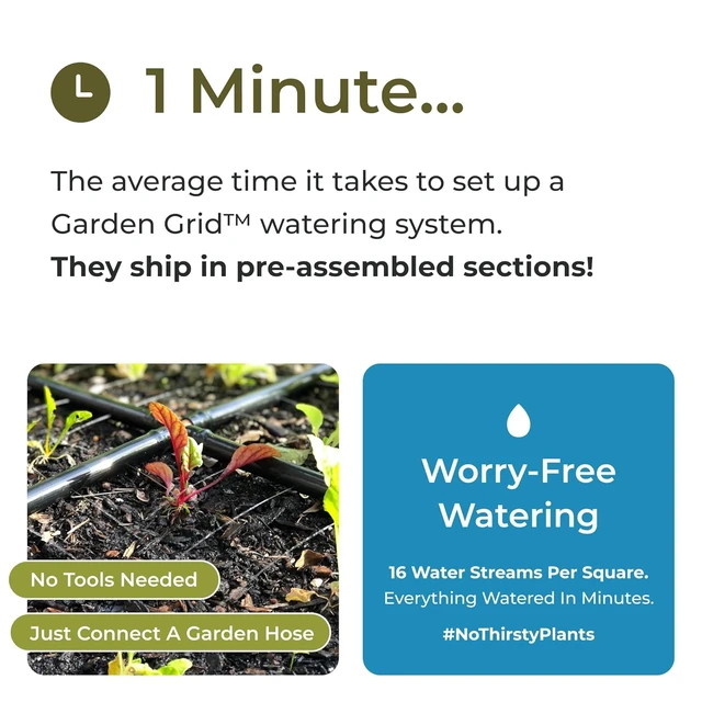 Alt view image 2 of 7 - Garden Grid 3x6 Prebuilt Raised Garden Irrigation System with No Dry Spots