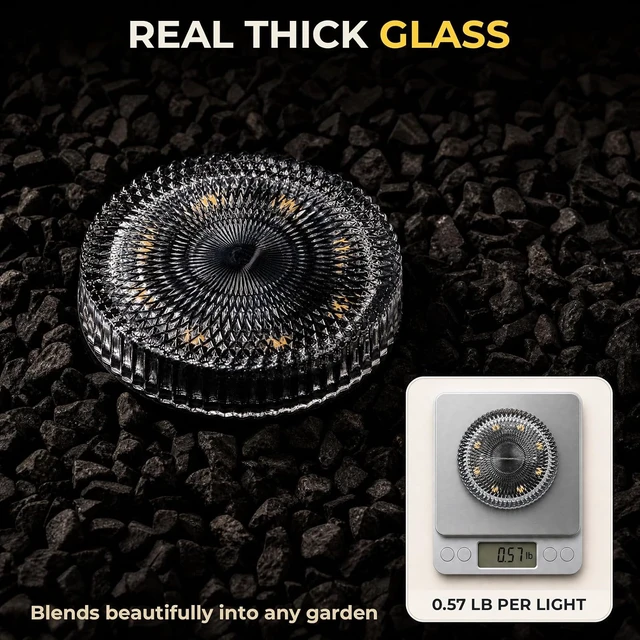 Alt view image 2 of 7 - 2-in-1 Real Glass Solar Ground Lights, Stake or Wall Mount, 8 Pack