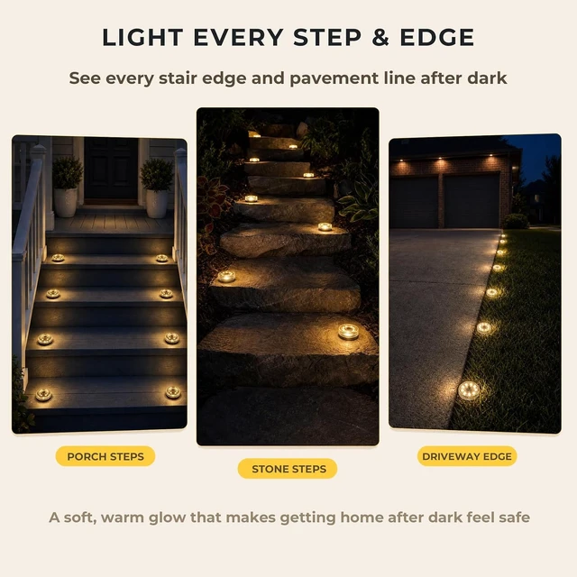 Alt view image 5 of 7 - 2-in-1 Real Glass Solar Ground Lights, Stake or Wall Mount, 8 Pack