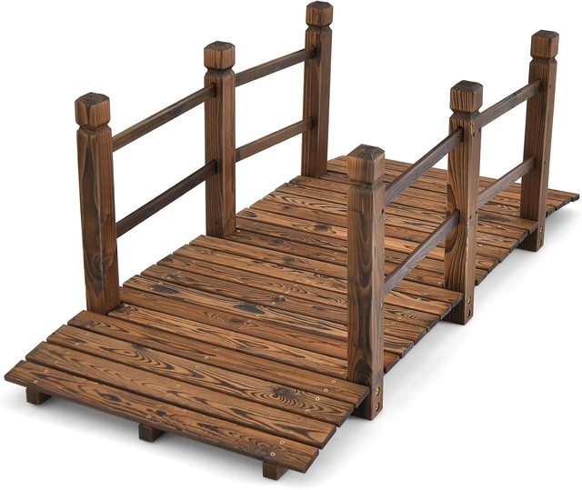 Main image of 5FT Wooden Garden Bridge with Double Safety Railings