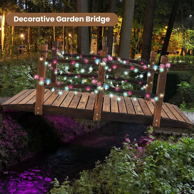 Alt view image 4 of 7 - 5FT Wooden Garden Bridge with Double Safety Railings