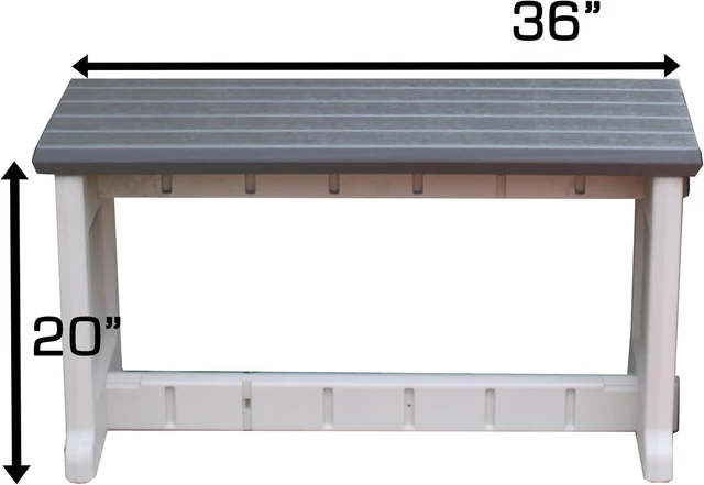Alt view image 3 of 5 - Durable Outdoor Bench with Deep Grey Top & Warm Grey Sides, Click-and-Lock Hardware-Free Assembly, Made in the USA, 1 Pack