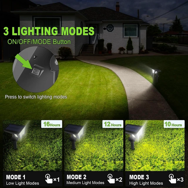 Alt view image 2 of 6 - IP67 Waterproof Solar Spot Lights with 53 LED & 3 Modes, Landscape Spotlight for Garden, Yard, Pathway & Driveway, 4 Pack (Cool White)