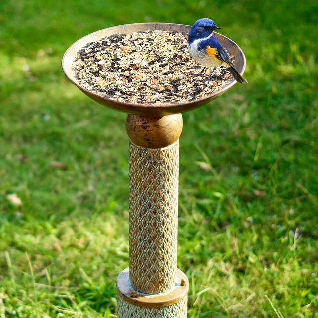 Alt view image 2 of 6 - 35.4"H Vintage Metal Bird Bath for Outside, Garden Lawn & Yard Decor