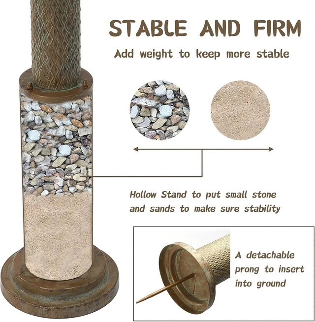 Alt view image 4 of 6 - 35.4"H Vintage Metal Bird Bath for Outside, Garden Lawn & Yard Decor
