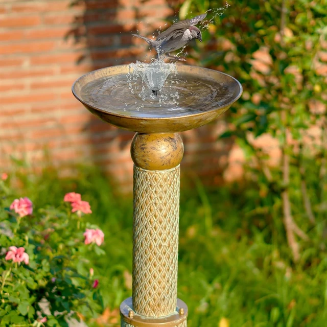 Alt view image 5 of 6 - 35.4"H Vintage Metal Bird Bath for Outside, Garden Lawn & Yard Decor