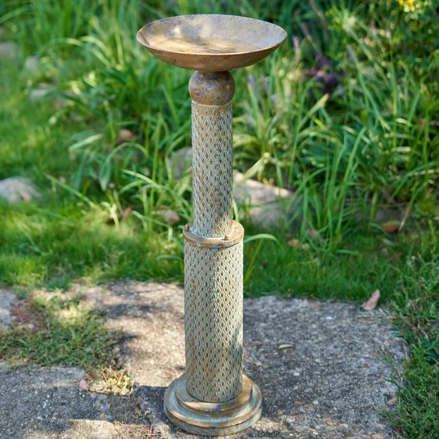 Alt view image 6 of 6 - 35.4"H Vintage Metal Bird Bath for Outside, Garden Lawn & Yard Decor