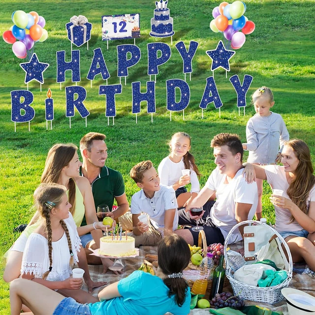 Alt view image 7 of 7 - 18Pcs Happy Birthday Yard Sign with Stakes & LED Light, 16" Lawn Decor
