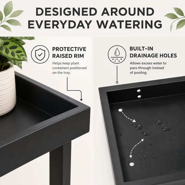 Alt view image 5 of 7 - Black 2-Tier Metal Plant Stand, Indoor & Outdoor Plant Table for Window