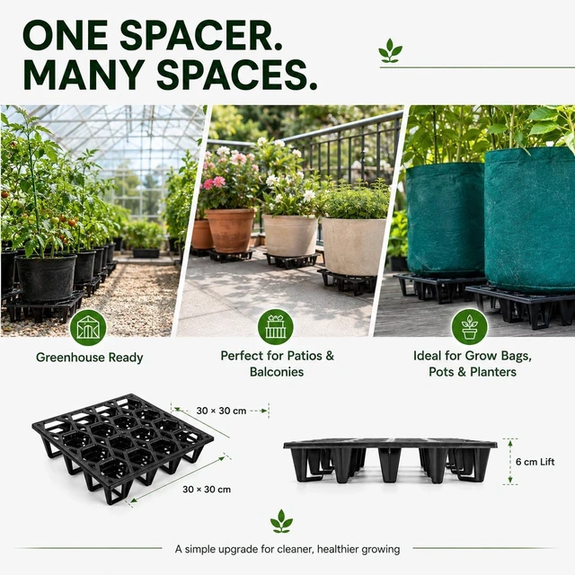 Alt view image 6 of 7 - UV-Resistant Plant Riser Pot Spacer for Grow Bags, Planters & Containers Drainage Tray for Airflow & Root Health (Standard Black, 5 Pack)