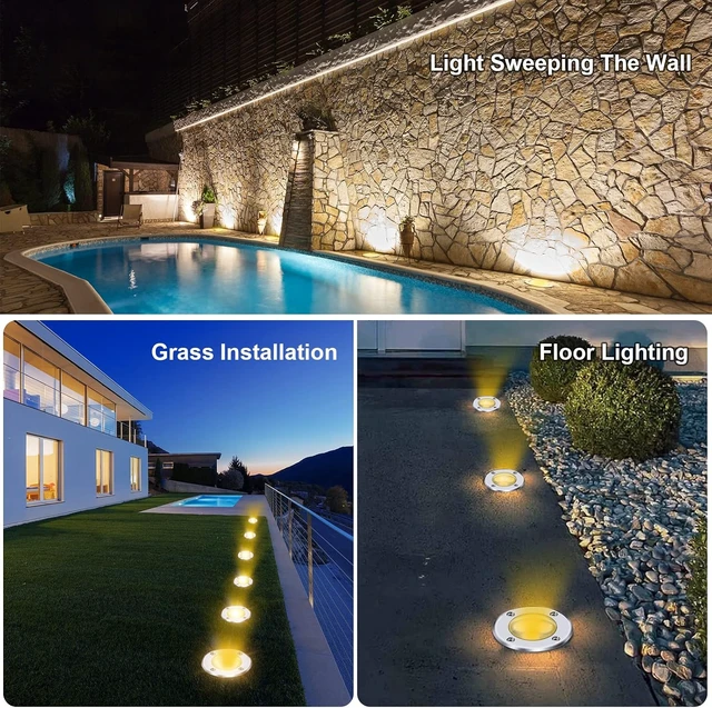 Alt view image 7 of 7 - 3W 12V Low Voltage In-Ground LED Landscape Lights, IP67 Waterproof Pathway Spotlights for Garden, Yard & Trees, 4 Pack (Warm White)