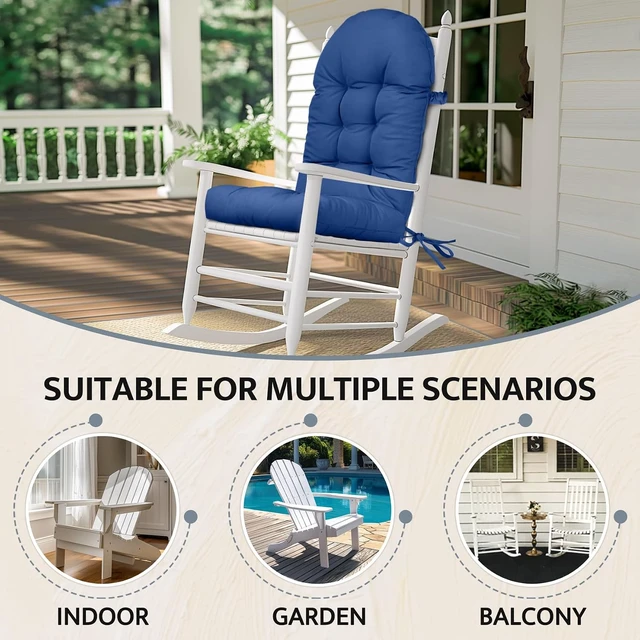 Alt view image 3 of 7 - Waterproof Adirondack Chair Cushion, 44 x 19 x 4 in Rocking Chair Pad