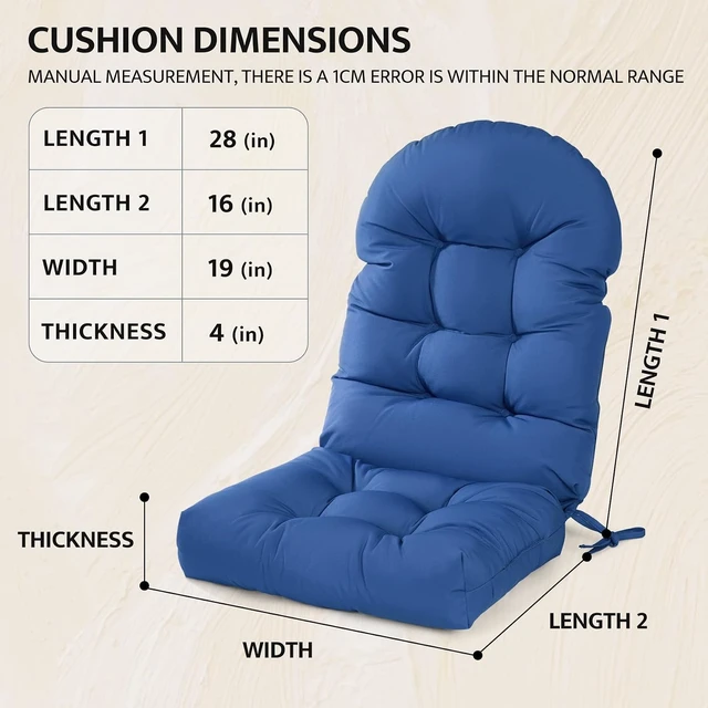 Alt view image 6 of 7 - Waterproof Adirondack Chair Cushion, 44 x 19 x 4 in Rocking Chair Pad