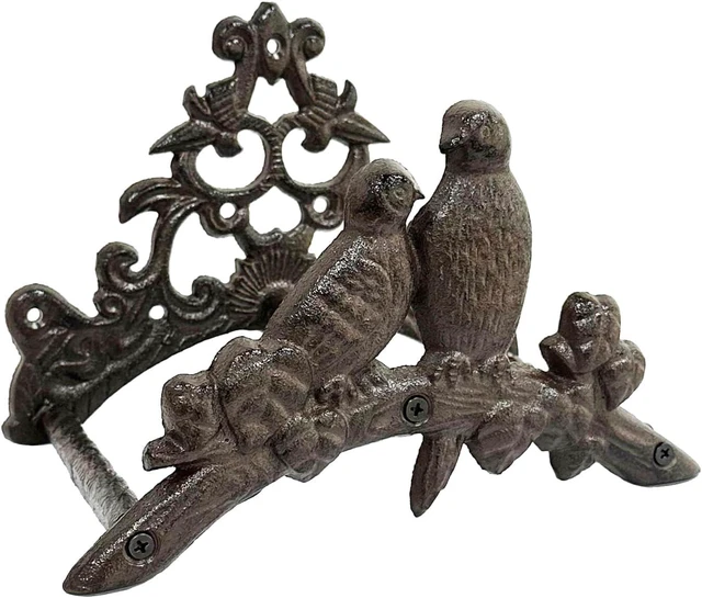 Main image of Heavy-Duty Cast Iron Garden Hose Holder, Solid Metal Decorative Wall-Mount Hanger for up to 50/75/100 ft (Hose holder - 2 Birds)
