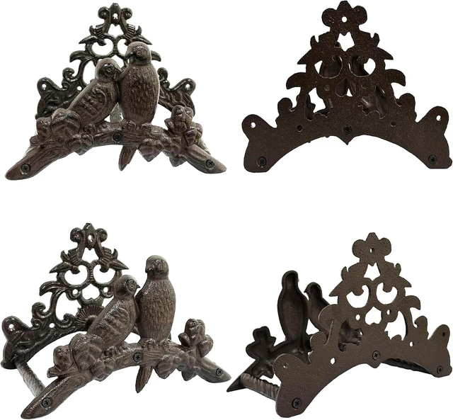 Alt view image 5 of 6 - Heavy-Duty Cast Iron Garden Hose Holder, Solid Metal Decorative Wall-Mount Hanger for up to 50/75/100 ft (Hose holder - 2 Birds)