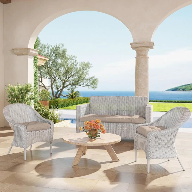 Alt view image 2 of 7 - Taupe Outdoor Chair Cushions, 22 x 22 x 4 Inch, Set of 2