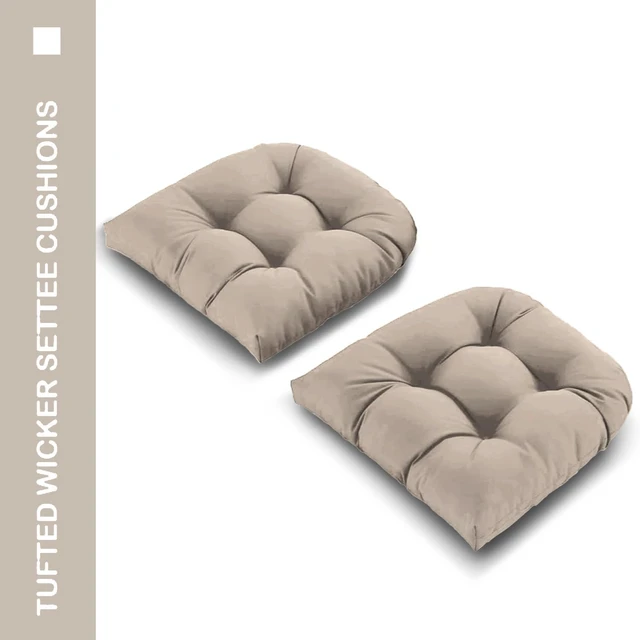 Alt view image 4 of 7 - Taupe Outdoor Chair Cushions, 22 x 22 x 4 Inch, Set of 2