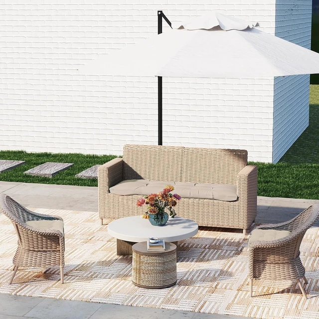 Alt view image 5 of 7 - Taupe Outdoor Chair Cushions, 22 x 22 x 4 Inch, Set of 2