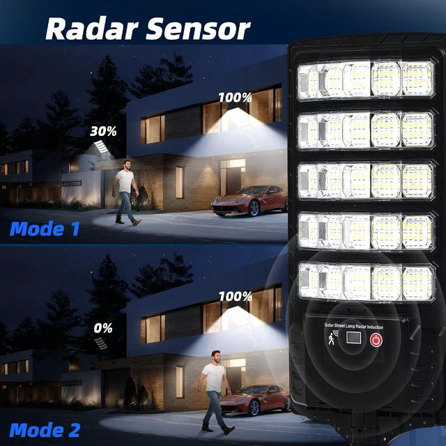 Alt view image 2 of 6 - Waterproof High-Lumen Solar Street Lights Outdoor, 2 Pack