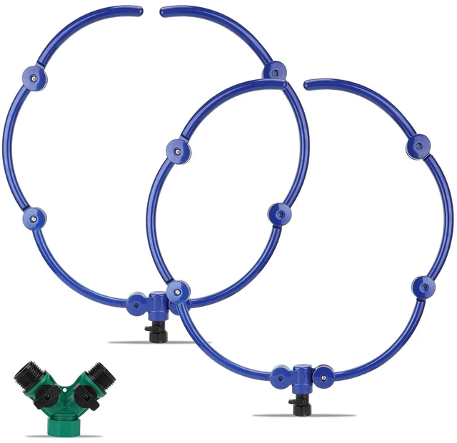 Main image of 360° Tree Watering Ring System, 20-Inch Circle Sprinkler with Y Hose Splitter for Trees, Plants & Raised Beds, 2 Pcs (Blue, Large)
