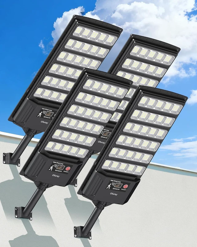 Main image of Dusk-to-Dawn Solar Street Lights Outdoor with Remote, 4 Pack