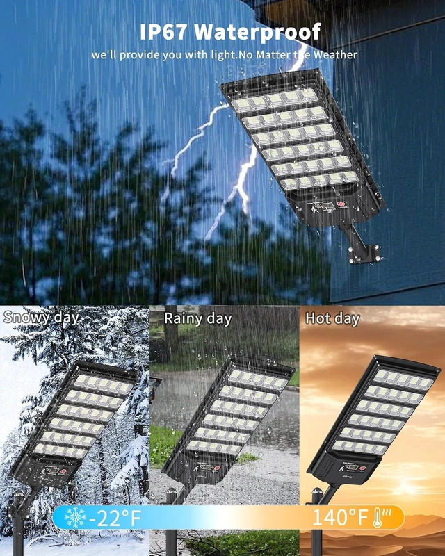 Alt view image 2 of 7 - Dusk-to-Dawn Solar Street Lights Outdoor with Remote, 4 Pack
