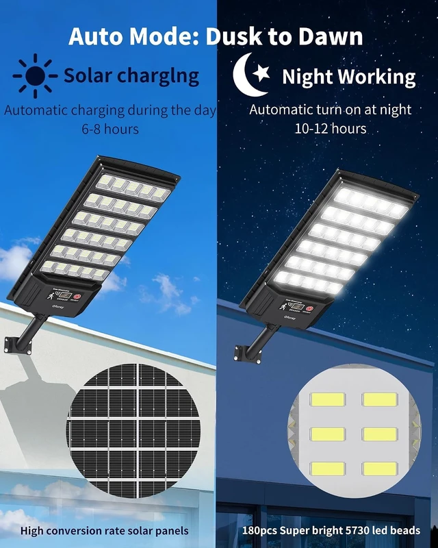 Alt view image 6 of 7 - Dusk-to-Dawn Solar Street Lights Outdoor with Remote, 4 Pack
