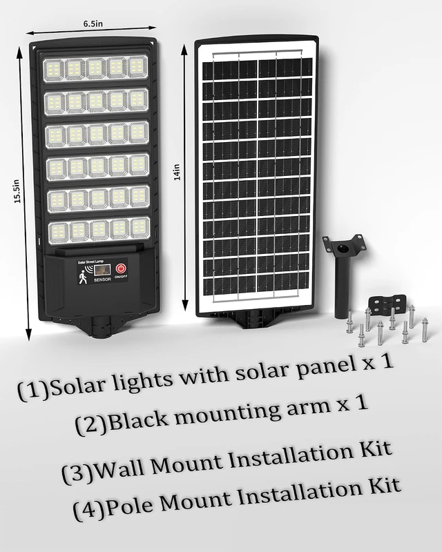 Alt view image 7 of 7 - Dusk-to-Dawn Solar Street Lights Outdoor with Remote, 4 Pack