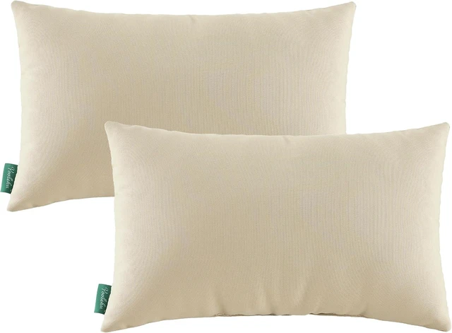 Main image of Waterproof Indoor/Outdoor Lumbar Pillows, 12×20 Inch, Set of 2 for Patio Furniture, Beige