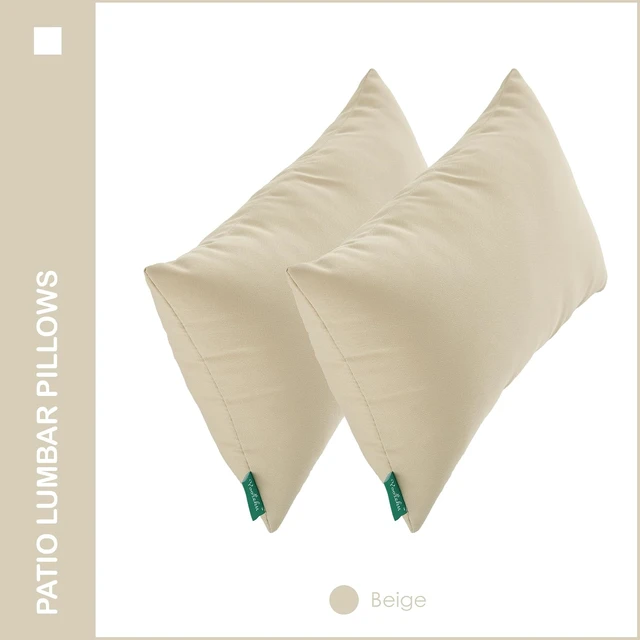 Alt view image 2 of 5 - Waterproof Indoor/Outdoor Lumbar Pillows, 12×20 Inch, Set of 2 for Patio Furniture, Beige
