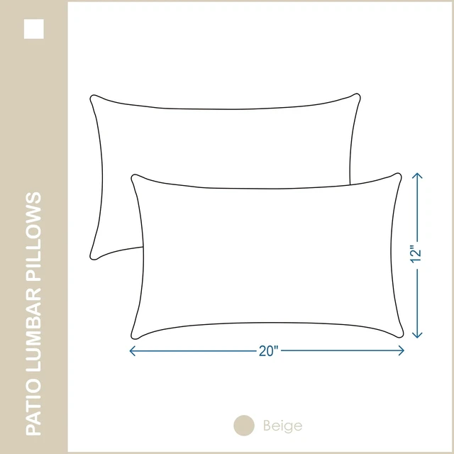 Alt view image 4 of 5 - Waterproof Indoor/Outdoor Lumbar Pillows, 12×20 Inch, Set of 2 for Patio Furniture, Beige