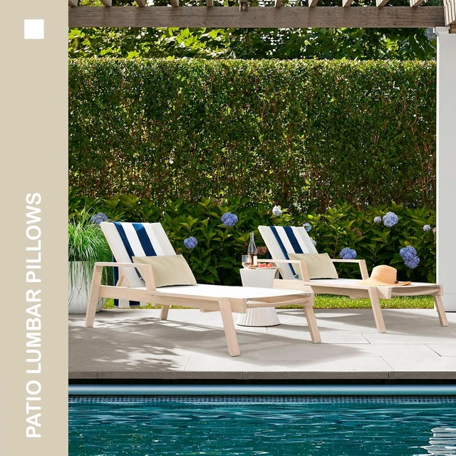 Alt view image 5 of 5 - Waterproof Indoor/Outdoor Lumbar Pillows, 12×20 Inch, Set of 2 for Patio Furniture, Beige