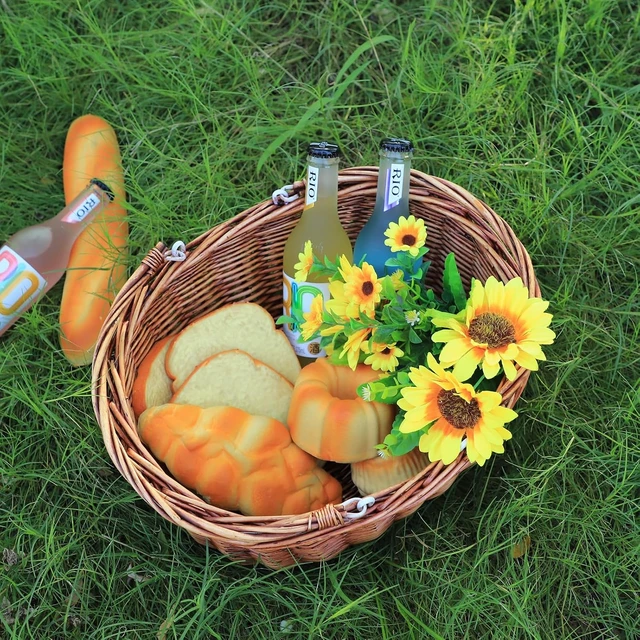 Alt view image 5 of 7 - Wicker Picnic Basket with Handles (Brown)
