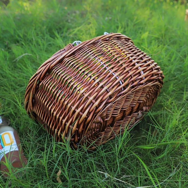 Alt view image 6 of 7 - Wicker Picnic Basket with Handles (Brown)