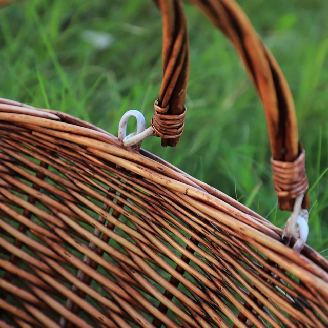 Alt view image 7 of 7 - Wicker Picnic Basket with Handles (Brown)