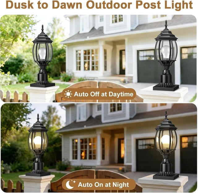 Alt view image 2 of 7 - Large Dusk-to-Dawn Lamp Post Light Fixture