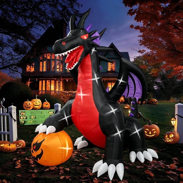 Main image of 10Ft Inflatable Halloween Dragon Outdoor Blow-Up Holiday Yard Decoration