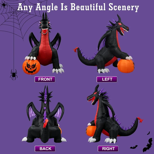Alt view image 7 of 7 - 10Ft Inflatable Halloween Dragon Outdoor Blow-Up Holiday Yard Decoration