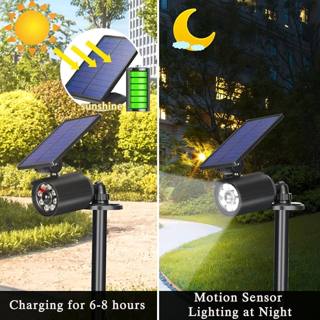 Alt view image 4 of 6 - Waterproof Solar Motion Lights, 3600mAh Security Light for Outside Garden, Driveway, Path & Deck, Yard (2 Pack)