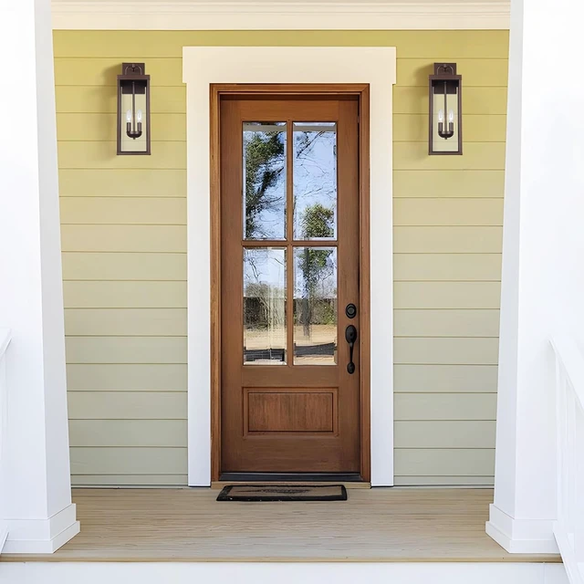 Alt view image 6 of 7 - 20-Inch Bronze Carriage Lantern Wall Sconce, Transitional Exterior Light with Clear Glass for Porch, Garage, Garden & Patio