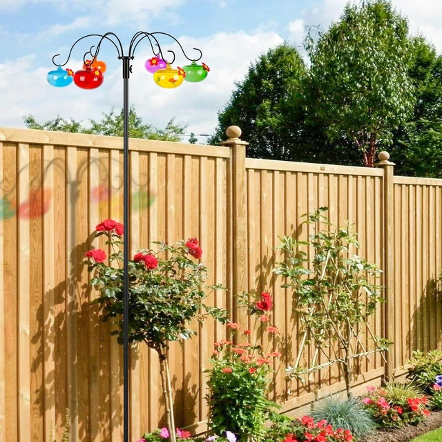 Alt view image 3 of 7 - Glass Hummingbird Feeders with Shepherd's Hook for Outdoors
