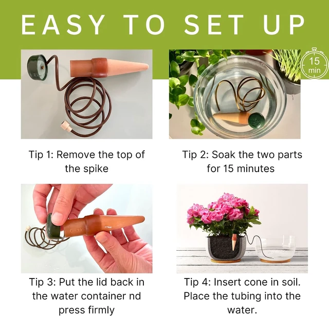 Alt view image 3 of 7 - Classic Self-Watering Plant Stakes Prevents Over & Underwatering While Away, Ideal for Indoor Plants (12 Pack w/o Adapter)